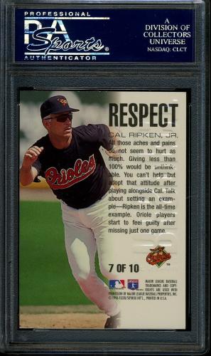 1996 Ultra Respect Gold Medallion #7 Cal Ripken PSA 10 #22281741 - Back