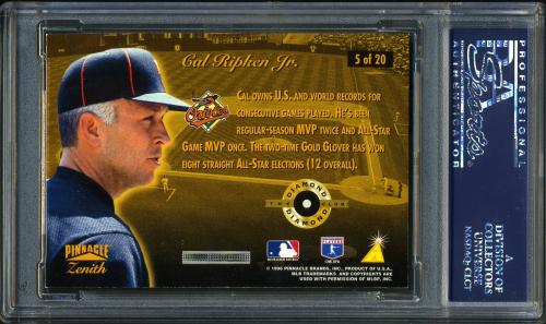 1996 Zenith Diamond Club Parallel #5 Cal Ripken PSA 8 #30980184 - Back