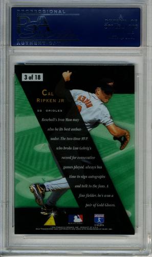 1996 Zenith Z-Team #3 Cal Ripken PSA 10 #21882214 - Back
