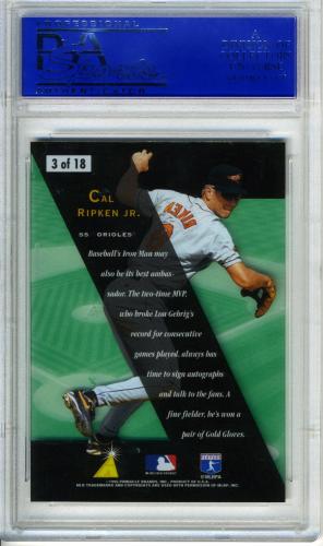 1996 Zenith Z-Team Samples #3 Cal Ripken PSA 9 #30980185 - Back