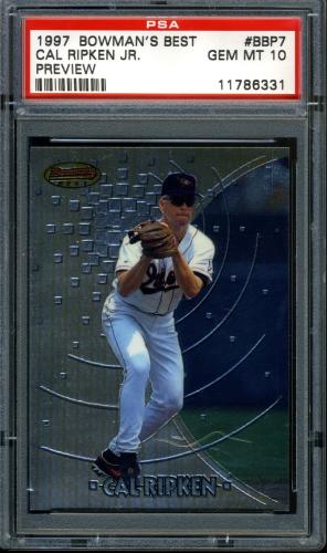 1997 Bowman's Best Preview #BBP7 Cal Ripken PSA 10 #11786331