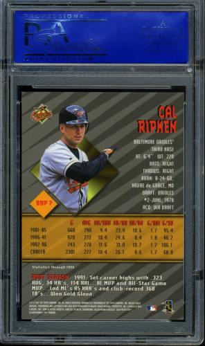 1997 Bowman's Best Preview #BBP7 Cal Ripken PSA 10 #11786331 - Back