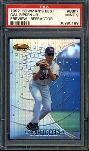1997 Bowman's Best Preview Refractor #BBP7 Cal Ripken PSA 9 #30980189