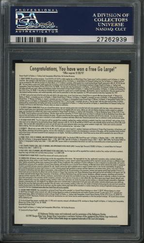 1997 Burger King Ripken Autograph Information card PSA 10 #27262939 - Back