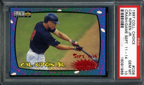 1997 Collector's Choice Crash the Game #CG6 C.Ripken Sept 11-14 L PSA 10 #16091968