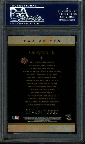 1997 Donruss Diamond Kings #2 Cal Ripken PSA 10 #22281661 - Back