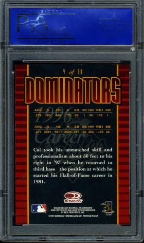1997 Donruss Dominators #4 Cal Ripken PSA 9 #11786343 - Back