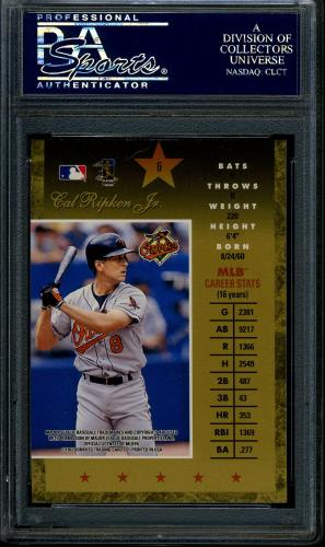 1997 Donruss Elite Gold Stars #6 Cal Ripken ERR PSA 10 #22375732 - Back