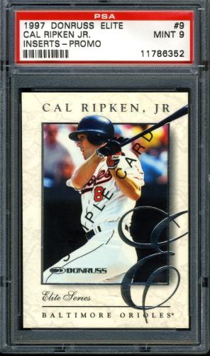 1997 Donruss Elite Insert Promos #9 Cal Ripken PSA 9 #11786352