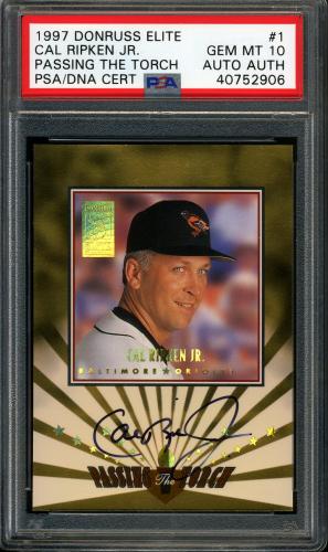 1997 Donruss Elite Passing the Torch Autographs #1 Cal Ripken PSA 10 #40752906