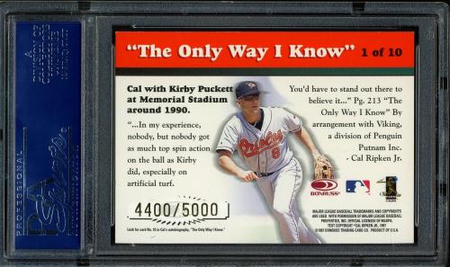 1997 Donruss Ripken The Only Way I Know #01 Cal Ripken PSA 10 #17421102 - Back
