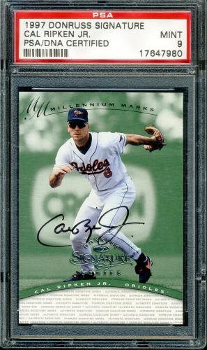 1997 Donruss Signature Autographs Millennium #104 Cal Ripken/400 PSA 9 #17647980