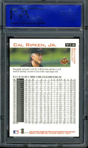 1997 Fleer #714 Cal Ripken ENC PSA 10 #11786362 - Back