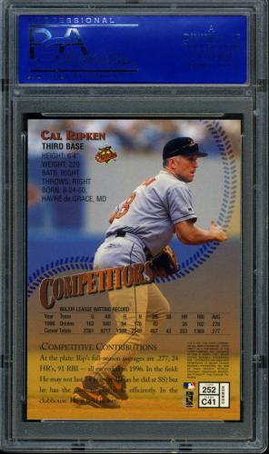 1997 Finest No Coating #252 Cal Ripken B PSA 10 #81372435 - Back