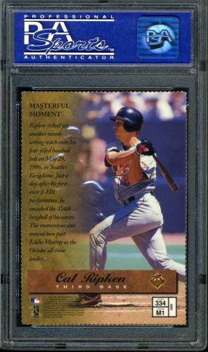 1997 Finest Embossed #334 Cal Ripken G PSA 10 #01202300 - Back