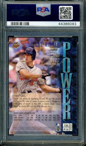 1997 Finest Embossed Refractors - No Coating #135 Cal Ripken S PSA 10 #44386093 - Back