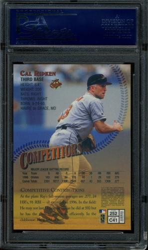 1997 Finest Refractors - No Coating #252 Cal Ripken B PSA 10 #21793967 - Back