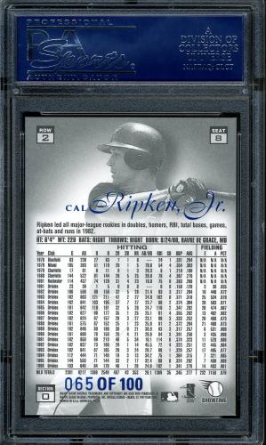 1997 Flair Showcase Legacy Collection Row 2 #8 Cal Ripken PSA 10 #16861405 - Back