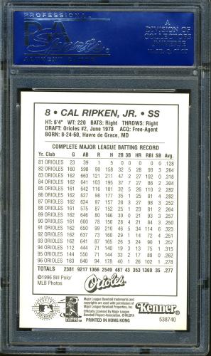 1997 Kenner Starting Lineup Classic Doubles Cards #14 Cal Ripken PSA 10 #16207543 - Back