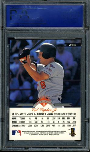 1997 Leaf #218 Cal Ripken PSA 10 #40594292 - Back