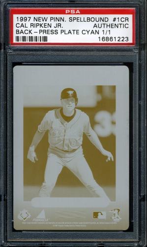 1997 New Pinnacle Press Plates #1CR Cal Ripken SPELL R (Back - Cyan (Blue)) PSA Authentic #16861223