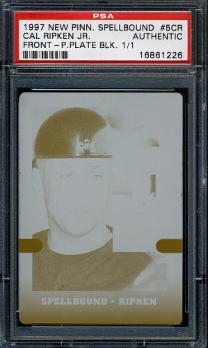 1997 New Pinnacle Press Plates #5CR Cal Ripken SPELL E (Front - Black) PSA Authentic #16861226
