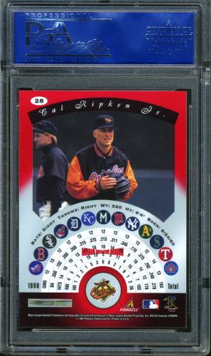 1997 Pinnacle Certified Mirror Red #028 Cal Ripken PSA 10 #14843289 - Back
