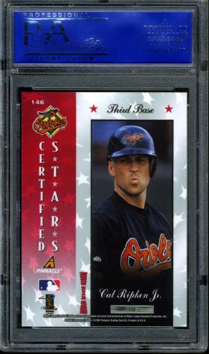 1997 Pinnacle Certified Mirror Red - No Coating #146 Cal Ripken CERT PSA 8 #30980238 - Back