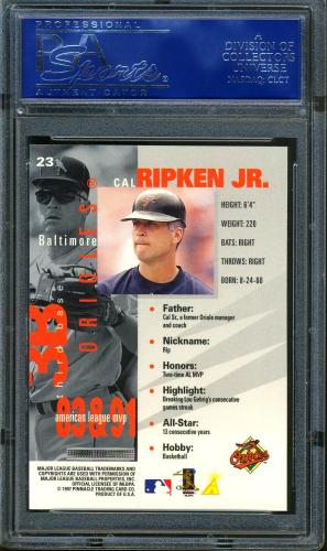 1997 Pinnacle Inside #23 Cal Ripken PSA 10 #16431305 - Back