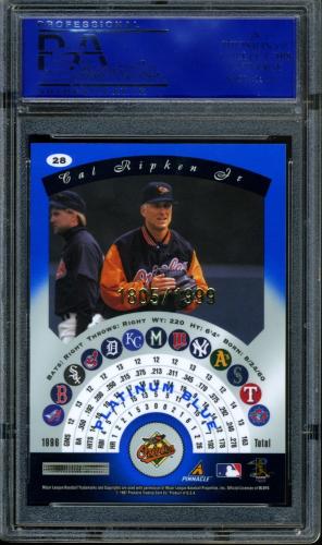 1997 Pinnacle Totally Certified Platinum Blue - No Coating #028 Cal Ripken PSA 10 #11750695 - Back