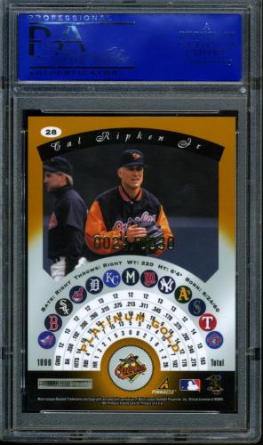 1997 Pinnacle Totally Certified Platinum Gold - No Coating #028 Cal Ripken PSA 10 #12031973 - Back