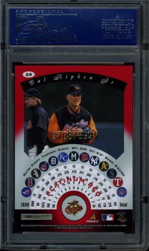1997 Pinnacle Totally Certified Platinum Red #028 Cal Ripken PSA 10 #17414051 - Back