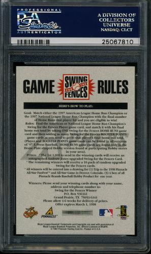 1997 Pinnacle X-Press Swing for the Fences #48 Cal Ripken PSA 10 #25067810 - Back