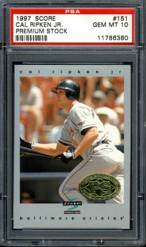 1997 Score Premium Stock #151 Cal Ripken PSA 10 #11786380