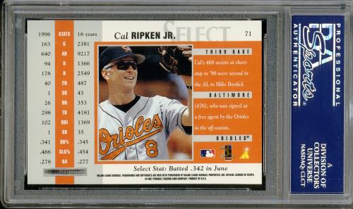 1997 Select Registered Gold #71 Cal Ripken B PSA 10 #24737900 - Back