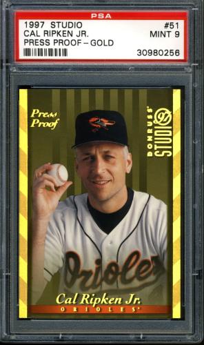 1997 Studio Gold Press Proofs #51 Cal Ripken PSA 9 #30980256