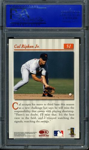 1997 Studio Gold Press Proofs #51 Cal Ripken PSA 9 #30980256 - Back
