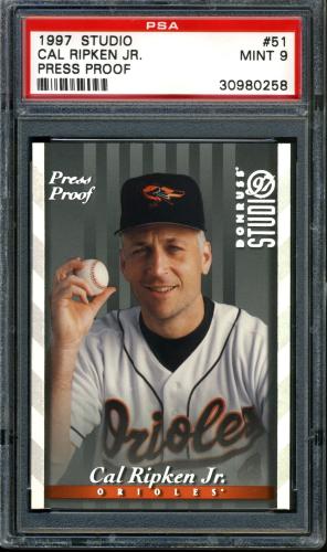 1997 Studio Silver Press Proofs #51 Cal Ripken PSA 9 #30980258