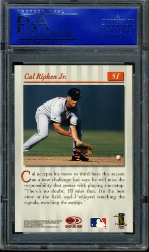 1997 Studio Silver Press Proofs #51 Cal Ripken PSA 9 #30980258 - Back