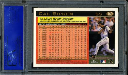 1997 Topps Chrome #140 Cal Ripken PSA 10 #11786392 - Back