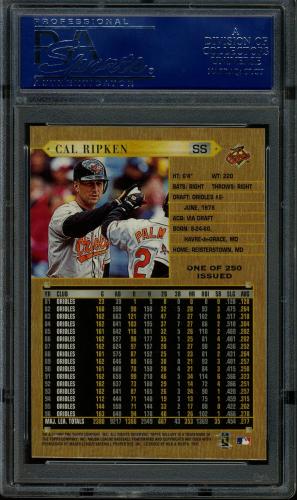 1997 Topps Gallery Player's Private Issue #4 Cal Ripken PSA 10 #16356994 - Back