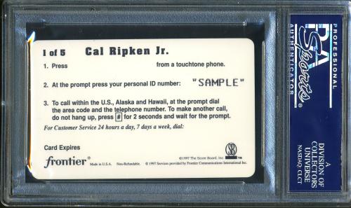 1997 Scoreboard Talk N' Sports Phone Cards $1,000 Sample #1 Cal Ripken Jr. PSA 9 #23938179 - Back
