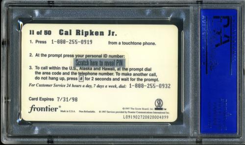 1997 Scoreboard Talk N' Sports Phone Cards $1 #6 Cal Ripken PSA 10 #30980248 - Back