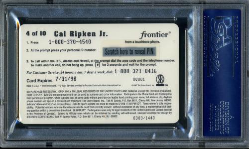 1997 Scoreboard Talk N' Sports Phone Cards $20 #4 Cal Ripken PSA 10 #16861491 - Back