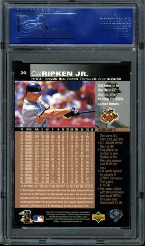 1997 Upper Deck #020 Cal Ripken PSA 10 #14521096 - Back