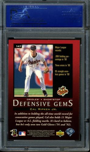 1997 Upper Deck #147 Cal Ripken DG PSA 10 #14190696 - Back