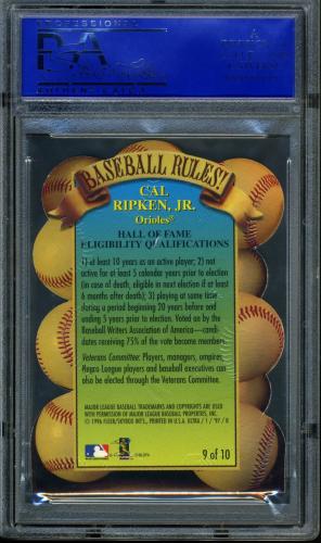 1997 Ultra Baseball Rules #9 Cal Ripken PSA 9 #11786400 - Back