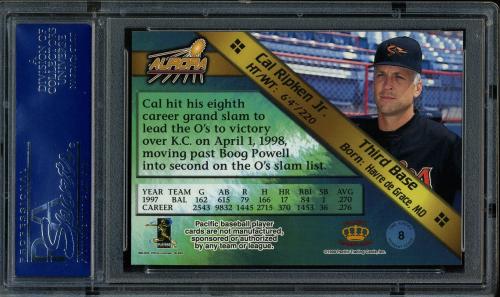 1998 Aurora Pennant Fever #8 Cal Ripken PSA 10 #16228125 - Back