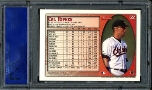 1998 Bowman #222 Cal Ripken PSA 10 #40542653 - Back