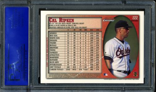 1998 Bowman Chrome International Refractors #222 Cal Ripken PSA 10 #81275339 - Back